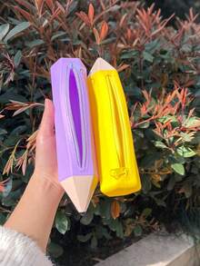 1pc Fun Pencil Shaped Pencil Case, Pencil Shape Student Pencil Pouch, Large Capacity Multi-Color Stationery Storage Box, Suitable For Back To School Season Gift, Gift Packaging Supplies, Storage Bag - Multicolor - View 3