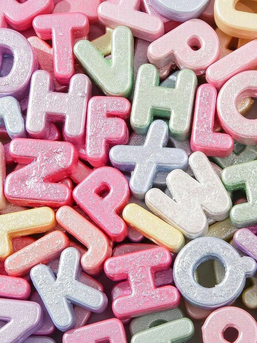 18/38/58 Pearl-Colored Random Large Letter Beads (A-Z), Acrylic Bubble Beads, Suitable For Paracord Beaded Bags, Pendants, Keychains And Handicrafts - Assorted Colors - View 1