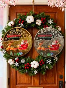 1個聖誕幸運金幣禮物,復古聖誕老人祝福紀念金屬幣,圓形收藏禮品,萬聖節必備 - 彩色 - 查看 4
