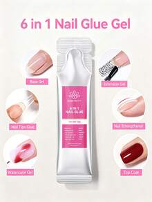 BORN PRETTY 15g 6-In-1 Nail Gel Polish, Multi-Function Clear Soak-Off Base Coat & Top Coat, UV Extension Watercolor Nail Art - 1 Set - View 4
