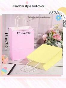 12pcs - Tas Tote Kertas Kraft Putih Macaron Segar, Tas Kertas Warna Solid, Tekstur Tas Kertas Kraft Sederhana, Tas Tote Serbaguna, Tas Penyimpanan Universal, Tas Hadiah Kreatif, Kemasan Hadiah - Beraneka warna - View 9
