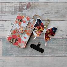 1. Silicone Beaded Wristband Phone Lanyard, Paired With Ditsy Floral PU Card Holder, Equipped With Phone Attachment And Metal Hook, Snap Button Multi-Slot Design With Zipper Coin Purse, Combines ID Card Holder And Portable Card Wallet, Can Be Used As Bag Charm, Convenient Storage For Small Items, Suitable For Campus And Commuting Use. - Multicolor - View 14