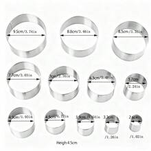 12pcs Round Fluted 4.5cm High Bagged Cookie Molds, Mini Cake Baking Tools, Stainless Steel Round Cookie Cutter Set, Round Donut Cutter, Baking Ring Mold For Cookies, Pastries, Dumpling Wrappers - View 10