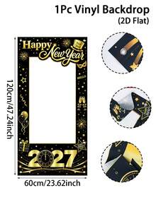 1件 2027新年主題黑金拍照背景布，新年快樂派對背景裝飾，新年倒數背景，新年橫幅，新年拍照背景，新年拍照道具，新年派對用品，新年派對裝飾，新年快樂，新年裝飾，新年裝飾，新年禮物，居家新年裝飾，新年，拍照道具，2027新年，新年禮物，冬季 - 新年元旦 - 查看 8