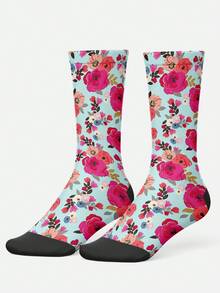 Cool 360° Printed Men's Socks - Streetwear Socks,Retro Floral,Painting Style Flowers,Colorful,Funny Socks, Fit Daily, Holiday & Party Occasions - Multicolor - View 3