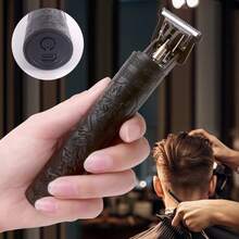 Men's Dragon Pattern T9 Hair Clipper, USB Rechargeable Wireless Hair Trimmer, 0mm Bald Head & Beard Clipper With Guide Combs - Black - View 5