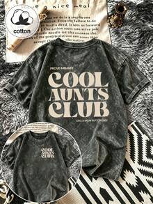 Plus Size Women's Everyday Clothing, Snowflake Pattern Fabric, Comfortable Casual Top, Vintage T-Shirt, Spring/Summer/Autumn Plus Size Apparel Black - Black - View 11