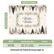 1pc Nordic Minimalist Winter Christmas Tablecloth, Christmas Tree Eucalyptus Wreath Text Pine Cone Gift Box Print Pattern, Polyester Material Single-Sided Print, Suitable For Tabletop, Washable And Reusable, Suitable For Indoor, Outdoor, Yard, Wedding, Banquet, Party, Outdoor Dining, Suitable For Craft Exhibition, Banquet Event Decoration - Multicolor - View 11