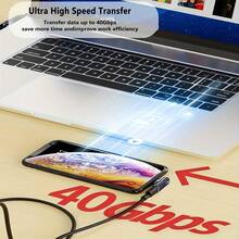 90° Right Angle USB-C Adapter, Supports Thunderbolt 3 Type-C Adapter: 40Gbps Data Transfer, Fast Charging, 8K@60Hz Video Output Compatible With Laptops, Tablets,Phones - Grey - View 5