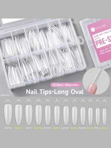 UR SUGAR 240Pcs Long Pre‑Shaped Full‑Cover False Nail Tips, 12 Sizes Acrylic Soak‑Off Nail Extension Tips, Multi‑Size Press‑On Manicure Supplies For Home DIY & Professional Salon - Clear - View 12