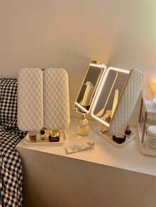 1pc LED Lighted Makeup Mirror, 2x/3x Magnifying Tri-Fold Vanity Mirror, Rechargeable Touch Control Cosmetic Mirror With Base, Portable Bedroom Travel Makeup Mirror, Light, Makeup Highlight, Mirror, Mirror Light, Vanity Light, Facial Lighting, Mirror Lighting, Suitable For Daily Makeup On Vanity, 800mAh - 3-in-1 Makeup Mirror Light - View 8