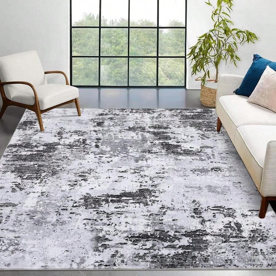 Techigher Modern Abstract Area Rug, Large Washable Living Room Rug, Ultra-Soft Non-Slip Bedroom Carpet & Foldable Floor Mat