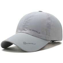 1 pieza Gorra de béisbol para hombre con estampado de letras, transpirable, para playa, vacaciones - Gris Claro - Ver 5