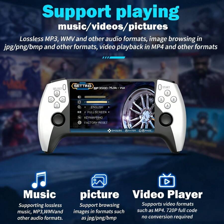 SF3500 Retro Portable Handheld Game Console, 5-Inch IPS HD Screen, Built-In 20000+ Games, Multi-System Support, FHD Interface Video Game Player, Ideal Birthday And Christmas Gift For Adults