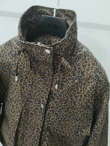 European & American Hot-Selling Women's Fashion Commuter Versatile Daily Outing Leopard Print Zipper Stand Collar Short Jacket Coat Suitable For Spring Autumn Winter - Army Green - View 4