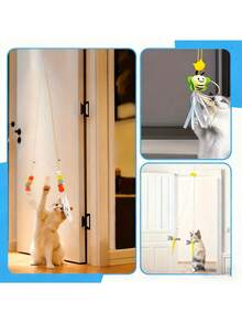 3PCS/5pcs/8pcs Random Style Hanging Cat Toys With Bells | Artificial Feathers | Bite-Resistant | Stimulate Cat's Hunting Instinct | And Durable Material | Multiple Designs | With Pleasant Bells, Simulate Hunting Fun | Designed For Indoor And Outdoor Cat Interaction | Physical Sound | No Battery Required - Multicolor - View 7