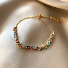 1pc Luxury Niche Design High-End Versatile Best Friend Bracelet Lucky Rainbow Candy Dopamine Bracelet With Rhinestones, Random Color/Quantity Cut - Multicolor - View 5