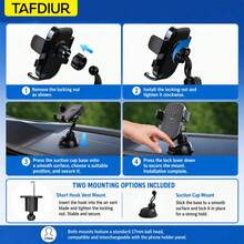 TAFDIUR Car Phone Holder, Detachable Ball Head Suction Cup & Air Vent Dual-Use Car Navigation Phone Mount - Multicolor - View 7