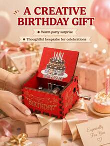 Hand-Crank Music Box - "Happy Birthday"; Perfect Gift For Birthday, Christmas, Anniversary And Valentine's Day; Also Suitable As Home Decor Ornament. - Multicolor - View 8