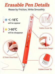 Multi-Color Erasable Gel Pens, Fine Retractable Clickable 0.7mm Tip, Friction Eraser Pens, Smooth Writing Multi-Color Gel Pens, Suitable For Writing, Drawing, Planner, Crossword Puzzles, School And Office Use - A - View 5