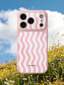 GIIPPA 1pc Pink Striped Pattern Design Phone 17 Pro Max Phone Case, Compatible With Phone 16 Pro Max, 15 Pro Max, 14 Pro Max, Korean-Style High-End Fashion Fun Phone Case, Suitable For 11/12/13/14/15/16 Pro Max Plus, Elegant Design For Men And Women, Perfect Gift For Girlfriend On Christmas, Valentine's Day, Easter, Wedding Season And Birthday! - Multicolor - View 8