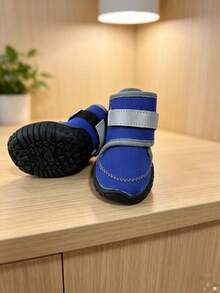 Giày cho chó dùng mọi mùa có dải phản quang, khóa dán, đế cao su chống trượt, chống mài mòn, dành cho chó cỡ vừa và lớn, giày thú cưng đi ngoài trời - Màu xanh lam - Xem 1