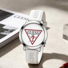 GUESS  Unisex Quartz Watch 42mm Silver Stainless Steel Case White Dial Classic Red Triangle Logo V1001M1 - one-size - View 11