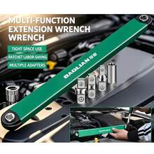 Kunci Ratchet Ekstensi, Kunci Perbaikan Mobil Baja Karbon Tinggi, dengan 4 Adaptor, Cocok untuk Ruang Sempit - Batang ekstensi kunci pas multifungsi - View 1