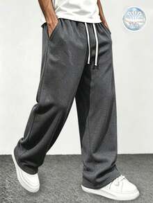 1PC Thin Men's Sports Long Pants, Comfortable Fit, Drawstring Waist, Suitable For Daily Casual Wear. Selected Gift For Husband/Boyfriend In Spring/Summer. - Dark Grey - View 2