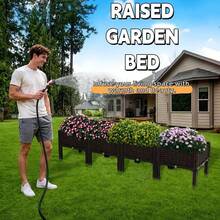 Elevated Garden Planter Box With Legs, Traditional Black Woven Plastic Container, Suitable For Outdoor Gardening, Can Grow Flowers, Vegetables And Herbs, Sturdy And Lightweight Elevated Garden Planting Tray, Multi-Functional Design - Multicolor - View 3