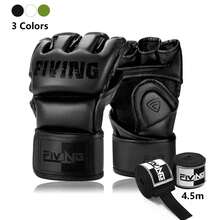 FIVING MMA Boxing Gloves PU Leather Shock Absorb Training Gloves For Sparring Muay Thai Kickboxing Punching Bag, With 4.5M Hand Wraps Included For Men Women Beginners Professionals - Multicolor - View 1