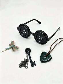 3/2/1pc Style Button Eye Glasses, Cosplay Round Glasses For Halloween Party Costume Prop - View 7