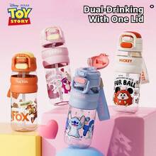 Disney Children's Dual-Head Water Cup, Suitable For Students In Summer, Tritan Material, Anti-Drop Straight Design, With Straw [600ml] - Multicolor - View 3