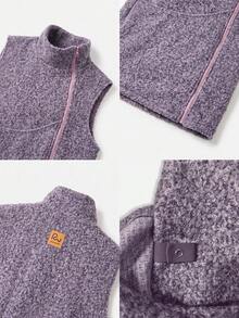 Women's Casual Wool Fleece High Neck Zip-Up Pocket Loose Jacket, Essential For Pet Owners, Autumn/Winter Outfit - Purple - View 8