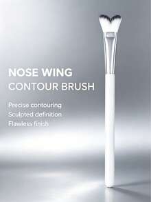 2pcs/1pc Professional Nose Contour Brush, Soft Bristles Precision Sculpting Tool For Nose Shadow & Highlighting, Makeup Brush For Flawless Blending - White - View 4