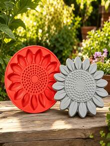 Reusable Sunflower Stepping Stone Mold, DIY Concrete Paver Mold, Butterfly Bee Pumpkin Snowflake Shaped Concrete Mold, Suitable For Concrete DIY Stepping Stones, Perfect For DIY Walkways, Garden Paths, Lawns And Yard Decoration - Multicolor - View 4