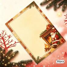 Christmas Theme Stationery, 30 Sheets/Pack, Snowflake Candy Reindeer Santa Claus Pattern, High-Quality Paper Exquisite Printing, Suitable For Writing Letters Or Messages, Also Can Be Used For Christmas Decoration - Rectangle - View 9