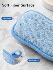 Multi-Purpose Scrub Sponge Set, Double-Sided Cleaning Pads W,Hanging Loop, Soft Fiber Dishwashing & Kitchen Scrubber, Bath Body Scrub Pad, Reusable Household Tools,Home,Kitchen,Bath, Gift For Moms,Home Organizers,Cleaners, Mother's Day,Christmas - Multicolor - View 10