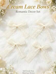 20pcs/Lots 8*11cm Multicolor Lace Bows, Decorative Hollow Lace Ribbon Bows, Soft Handmade Bow Ornaments For Gift Wrapping, Wedding, Party, DIY Craft, Hair Accessories Decoration - Lace Bow - View 26