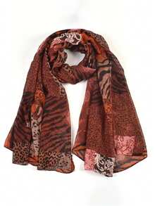 1pc Bali Voile Printed Scarf, New Vintage Versatile Soft Shawl, Sun Protection, Fashion Long Scarf - Multicolor - View 15