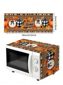 1pc 35x90cm Autumn Microwave Dust Cover, Polyester Material, Maple Leaf, Pumpkin, Berry, Sunflower Pattern, Dust-Proof And Stain-Resistant, Suitable For Kitchen, Bedroom, Garden Decoration, Perfect Thanksgiving Gift - Multicolor - View 13