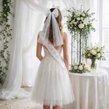 Bride-To-Be Sash & Headband Set - Bridal Shower Accessories, Bachelorette Party Supplies With Bow, Wedding Party Photo Props Set, Bridal Gift For Her - C - View 4