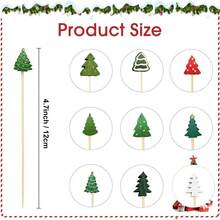 50/100pcs Christmas Cocktail Picks, 12 Styles Christmas Tree Holiday Appetizer Skewers Food Toothpicks, Christmas New Year Eve Party Decoration - Green - View 2