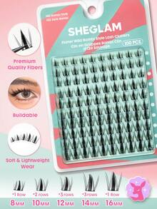 SHEGLAM [3 قطع] مجموعة حزمة رموش Flutter Wild Cluster - الأسود - مشاهدة 4