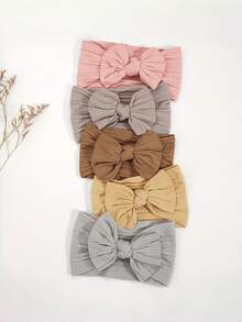 5pcs Jacquard Headbands, Baby Nylon Elastic Bow Headbands - Multicolor - View 4