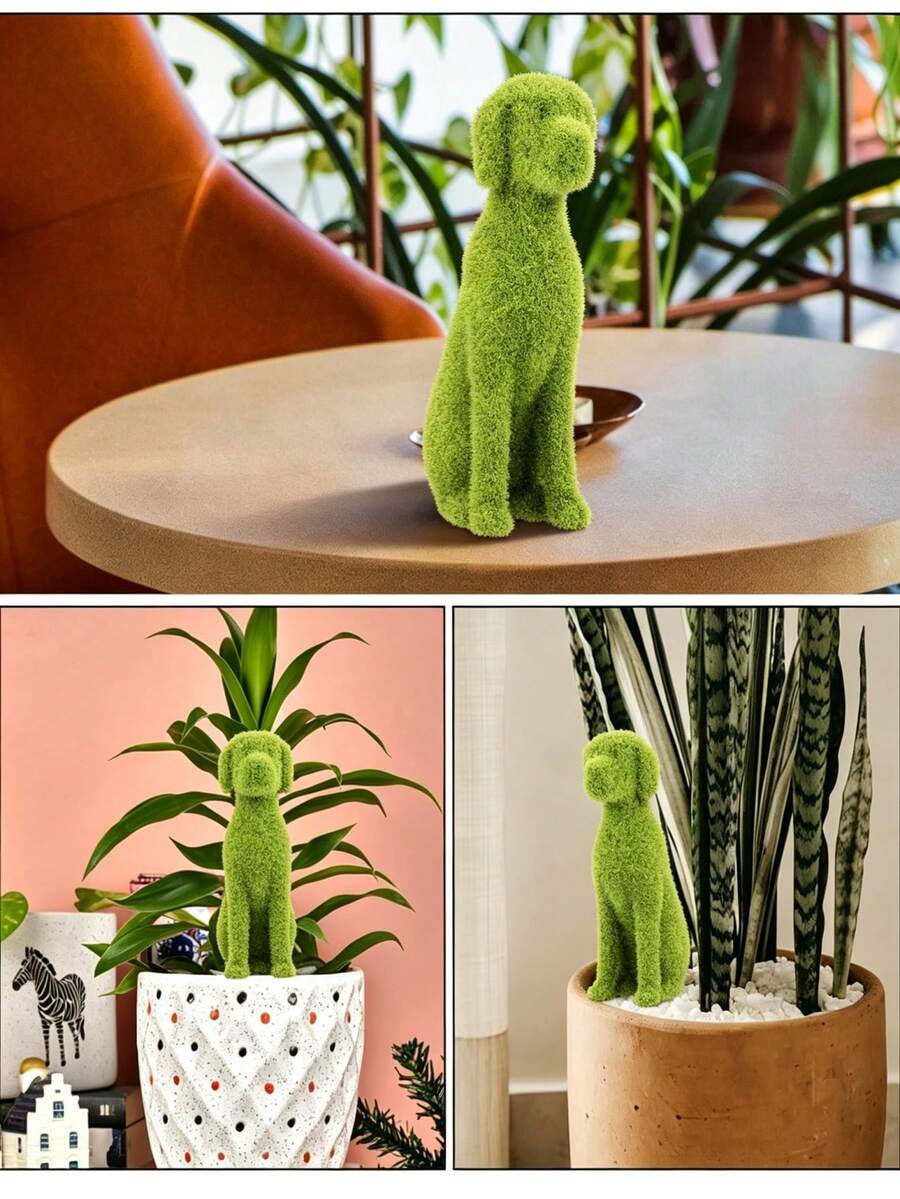 1pc Realistic Puppy Decorative Figurine, Flocked Animal Ornament For Outdoor Garden, Patio, Backyard Landscape Decor - Multiple Styles - View 1