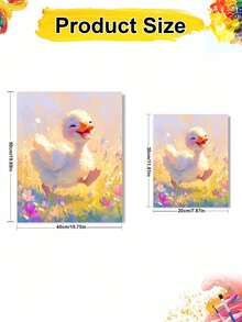 DIY Cute Happy Duckling In Flower Field (Frameless 8x12 / 16x20 Inches) Paint By Numbers Kit (Acrylic) Arts & Crafts For Adult Beginners, Home Wall Decor, And Holiday Gifts - Sets - View 3