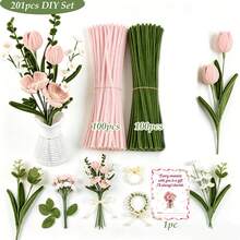 201pcs Fluffy Stem Handmade Set, Includes 200 Flexible Iron Wire Stems And 1 Greeting Card, Suitable For DIY Handmade Flowers, Doll Making, Holiday Decoration, Art Projects, Home Crafts, Party Decoration, Craft Supplies For Hobbyists - 201 Pcs - View 25