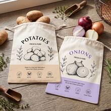 Large Drawstring Vegetable Gift Bags (2pcs), Vegetable & Fruit Storage Cloth Bags, Potato & Onion Storage Bags, Portable Reusable Household Storage Bags, Kitchen Vegetable & Fruit Sorting & Storage Supplies - View 10