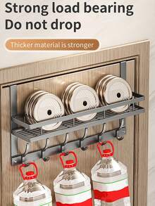 Carbon Steel Over Door Storage Rack With Hooks, Fits Bath Towels, Shampoo Bottles, Bath Loofahs And Cleaning Supplies. Perfect For Home Bathroom, Keeps Toiletries Well‑Arranged For Tidy‑Looking Bathing Area. - Multicolor - View 11
